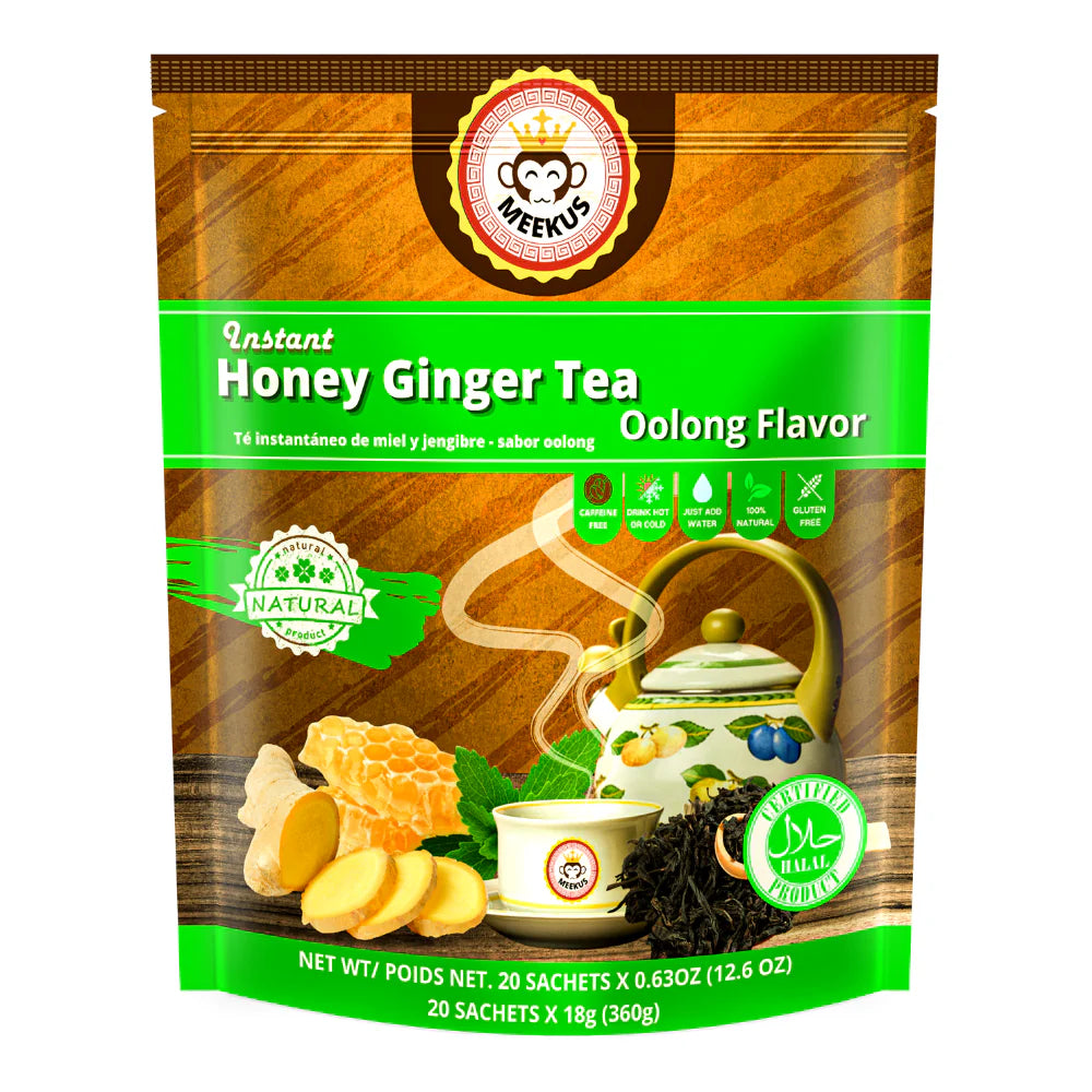 MEEKUS INSTANT HONEY GINGER TEA WITH OOLONG FLAVOR, 12 OZ (360 G)