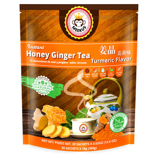 MEEKUS INSTANT HONEY GINGER TEA WITH TURMERIC FLAVOR, 12 OZ (360 G)