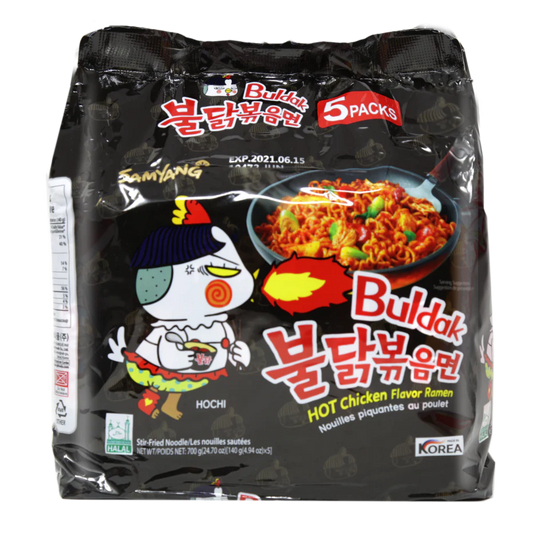 SAMYANG BULDAK HOT SPICY CHICKEN FLAVOR STIR-FRIED RAMEN NOODLES 5-PACK 24.7 OZ (700 G)