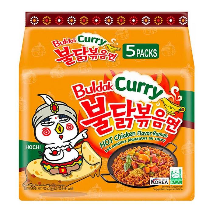 SAMYANG BULDAK CURRY CHICKEN FLAVOR RAMEN (STIR FRIED INSTANT NOODLE) 24.70 OZ (700 G) - 5 PACKS