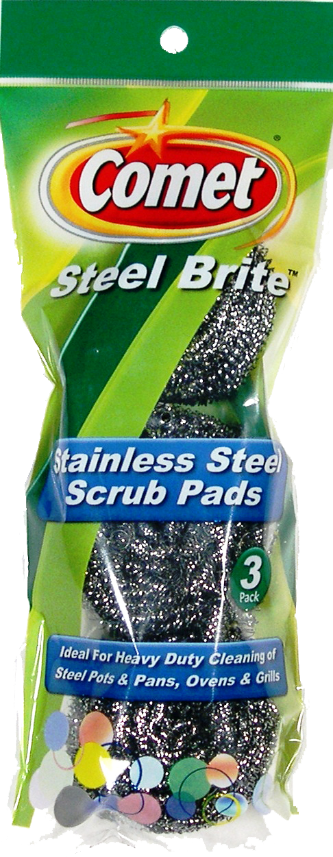 SCRUBBER- STEEL , SMALL 3pk ” COMET “