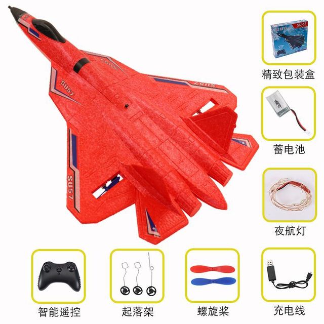 Rc Plane SU 57 Radio Controlled Airplane with Light Fixed Wing Hand Throwing Foam Electric Remote Control Plan