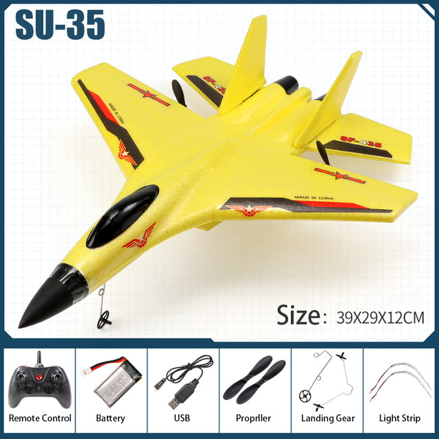 Rc Plane SU 57 Radio Controlled Airplane with Light Fixed Wing Hand Throwing Foam Electric Remote Control Plan