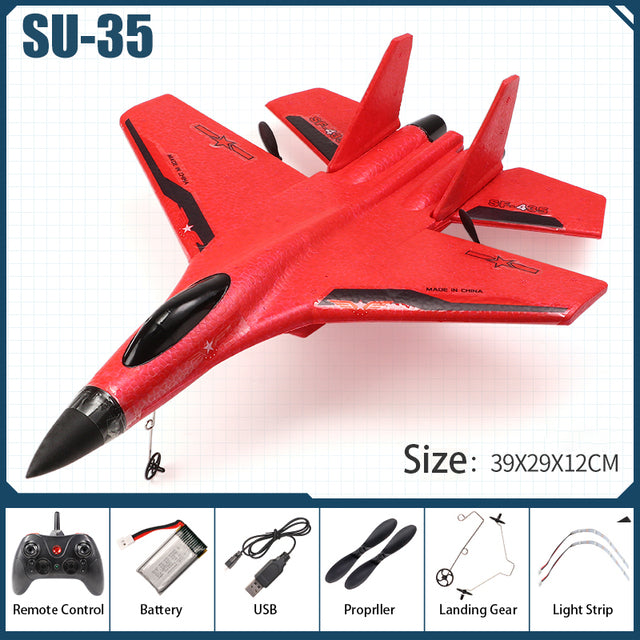 Rc Plane SU 57 Radio Controlled Airplane with Light Fixed Wing Hand Throwing Foam Electric Remote Control Plan